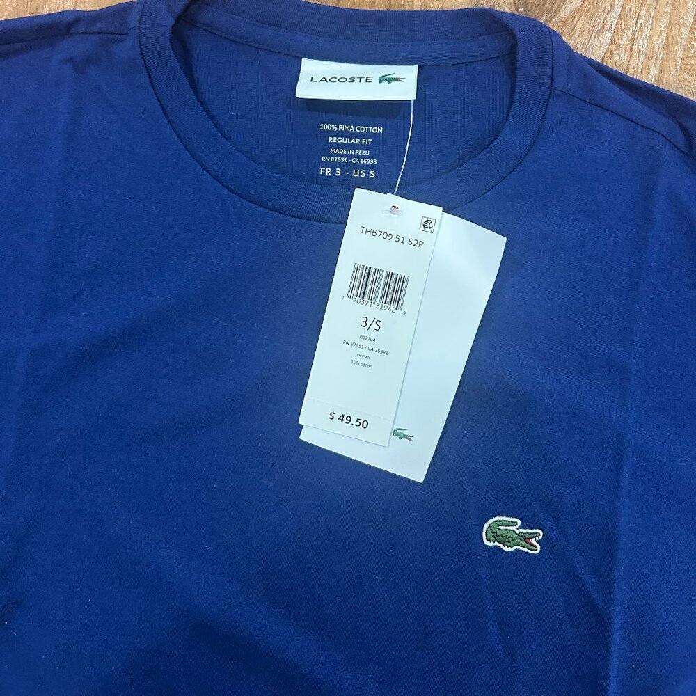 Lacoste Blue T-Shirt NWT Size Small - Picture 2 of 4